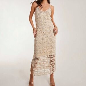 Rebellion Plus Size 2X Crochet Cream Midi Dress  Dress 49” long